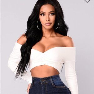 Fashion Nova White Criss Cross Crop Top